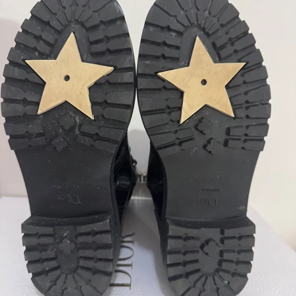 Dior D-Strike Combat Ankle Boots Black Calfskin Leather Size [size 6) - Picture 6 of 9